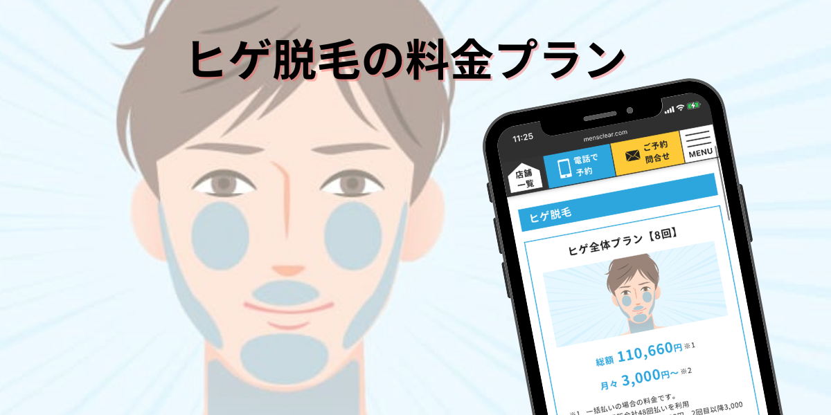 メンズクリア ヒゲ脱毛の料金プラン